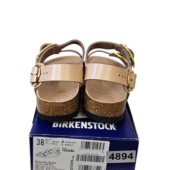 Birkenstock Womens Milano Big Buckle High Shine Sandals, Light Sand, Size 38 / 7 - Picture 5 of 10